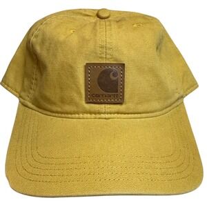 Carhartt Canvas Cap Hat Leather Patch Logo Adjustable One Size